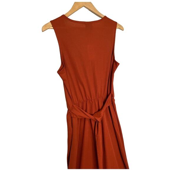 New Bobeau Jumpsuit Womens Small Orange Sleeveless Cropped V Neck Belted Boho - Picture 5 of 15
